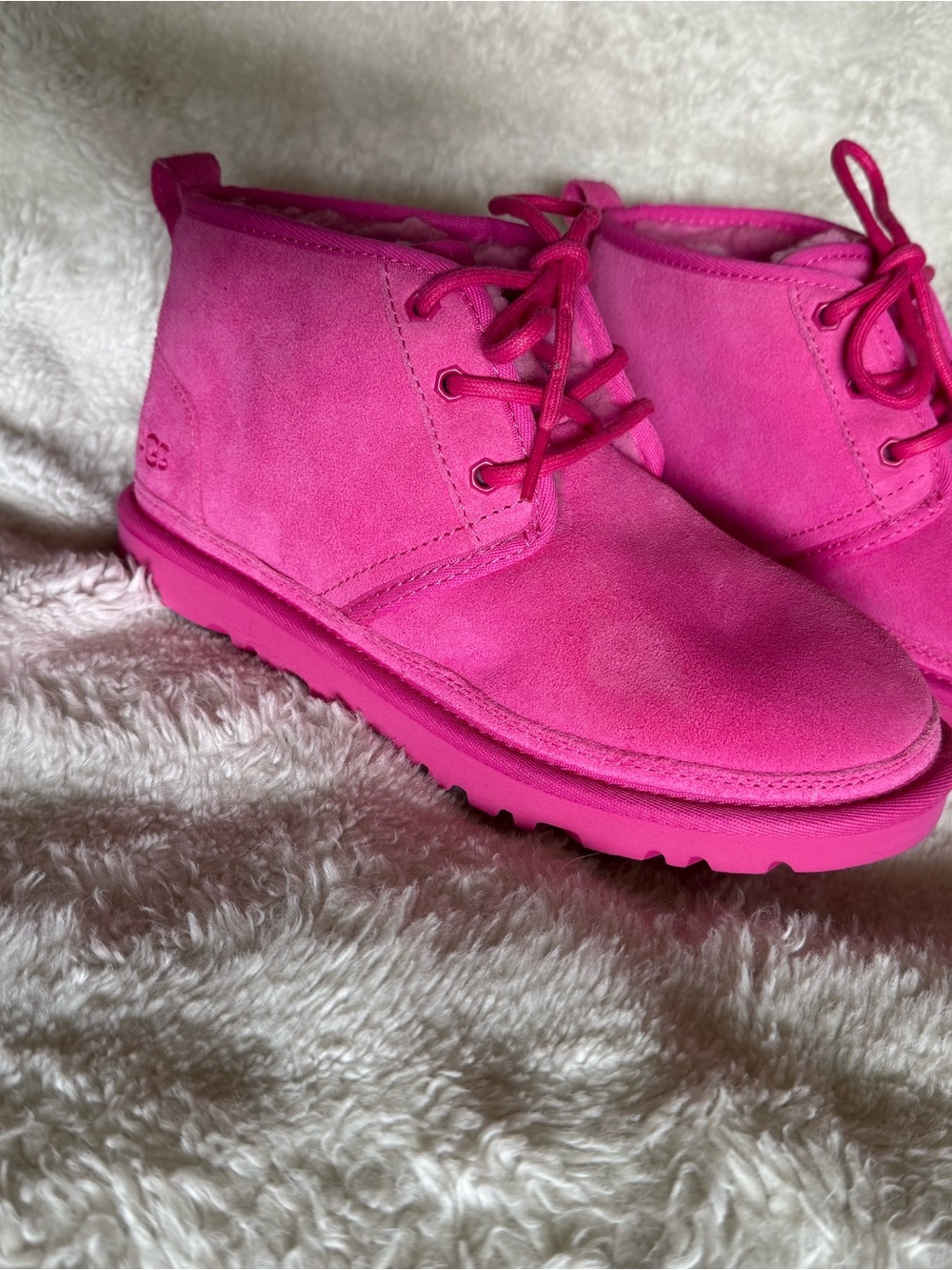 UGG Hot Pink Suede Lace-Up Ankle Booties